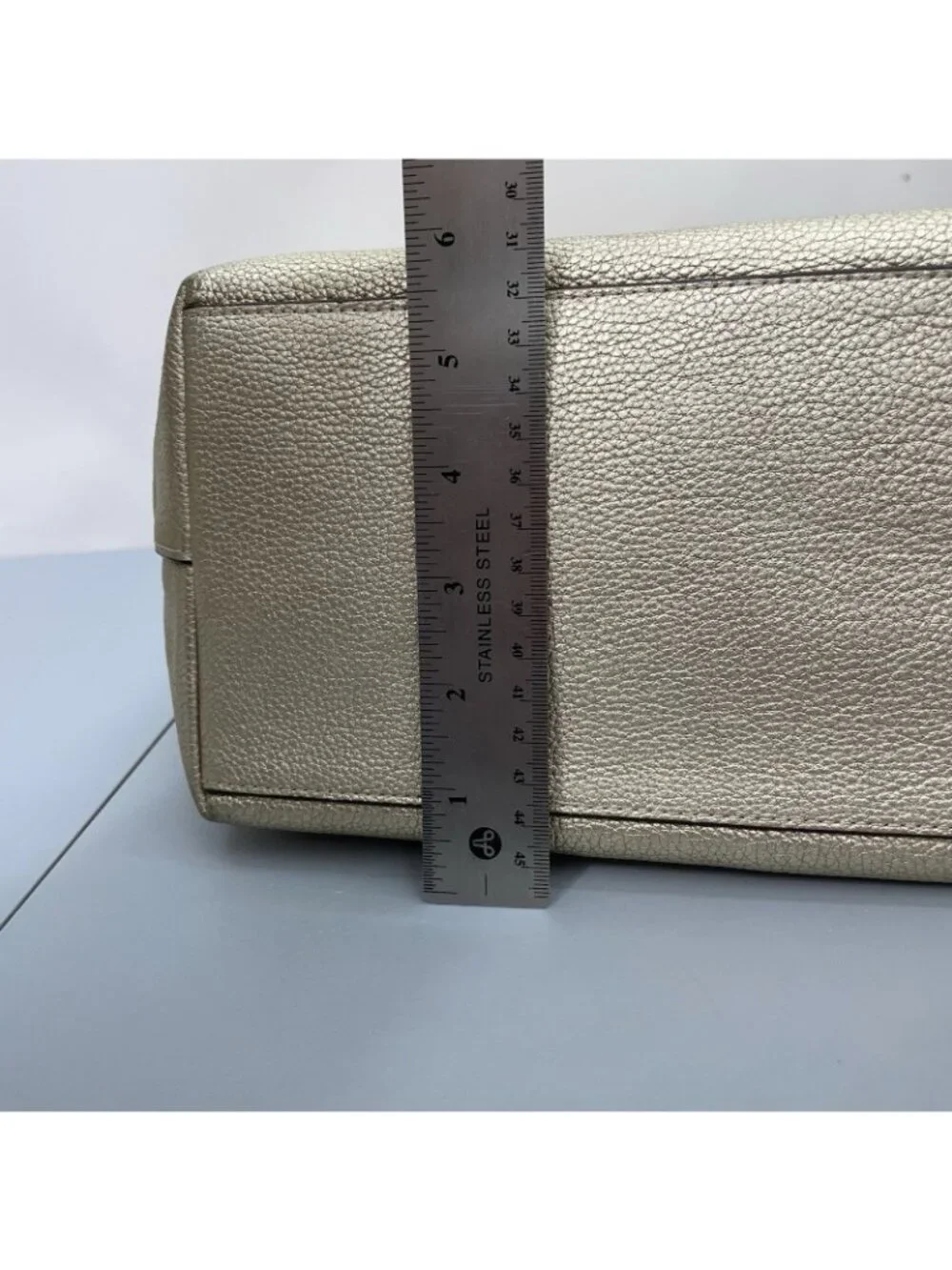 Coach Taylor Tote Shoulder Bag Zip Top Metallic Pebbled Leather Gold